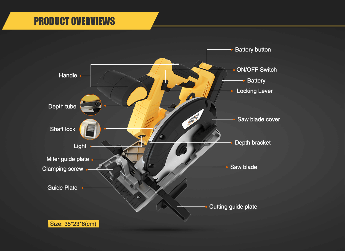 Hand Portable Plunge Brushless Circular Saw Power Tools Electric Power Wireless Circular Saw with Battery