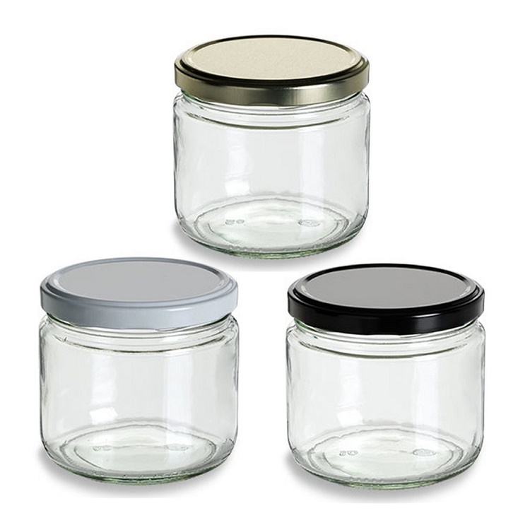 350ML 12OZ Clear Wide Mouth Sauce Canning Jam Candle Honey Spice Glass Salsa Jar frascos de vidrio Glass Jars Wholesale