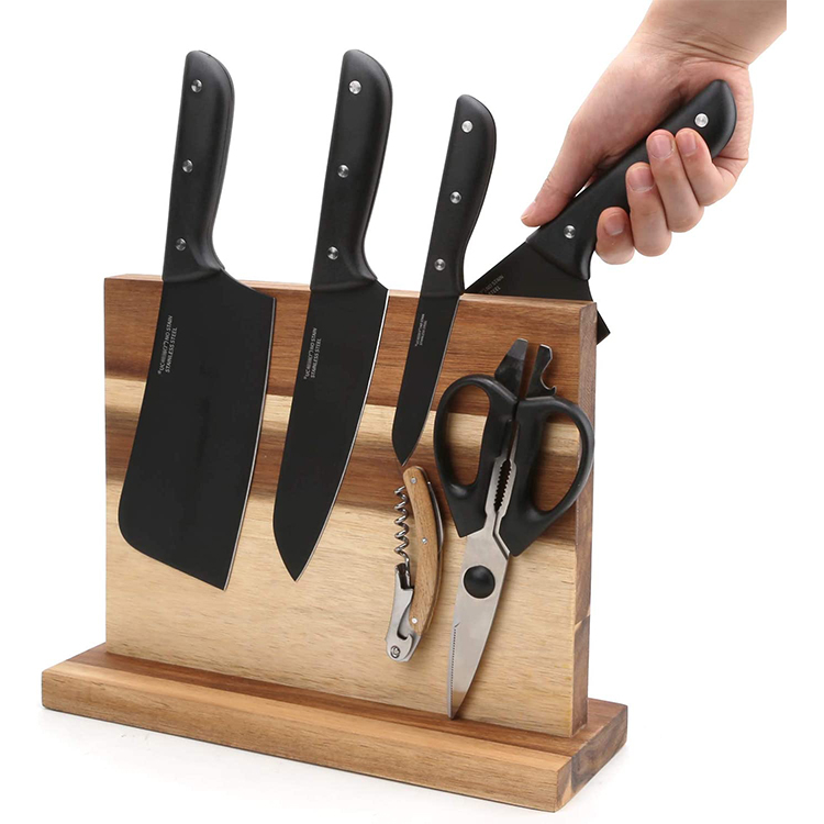 2021 new design wood magnetic knife block storage stand holder