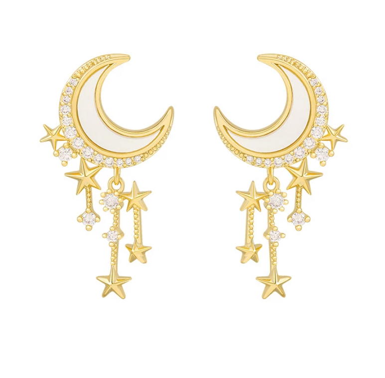 2020 New Arrival Trendy Acrylic Moon Dangle Earrings For Women Temperament Fashion Geometric Gold Color Metal Party Pendiente