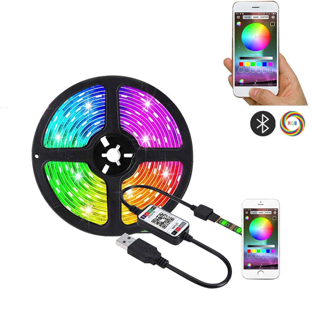 RGB светодиодные полосы света APP контроллер 5050 Led DC12V гибкая лента праздник декоративные люки лампы набор с адаптером