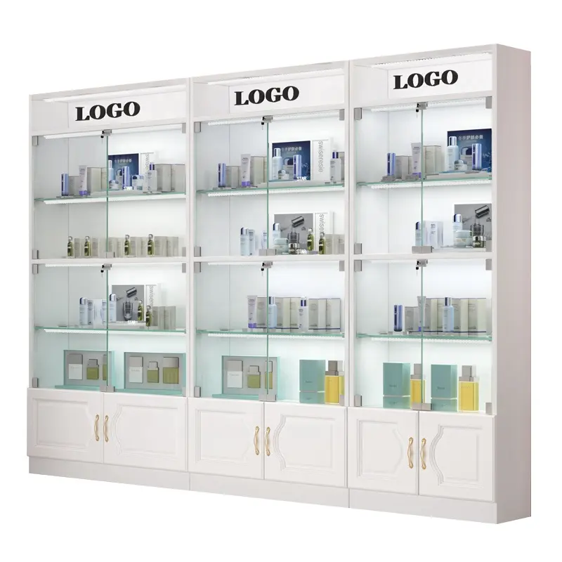 Showcase for beauty salon with lock product with glass door