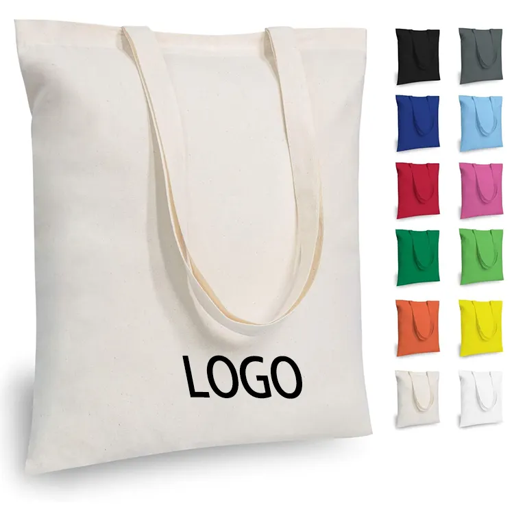 High Quality Custom Printed Logo Standard Size Shopping Eco Tote 5oz 8oz 10oz Cotton Canvas Bags