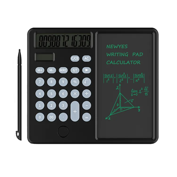 Newyes Basic Dual Power Electronic Memo Pad 12 Digit Notebook Calculator With Lcd Tablet Writer