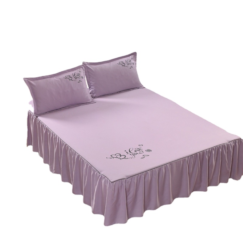 Bed Skirt Simple Printed Bed Cover Single-piece bed sheet sets pillow case