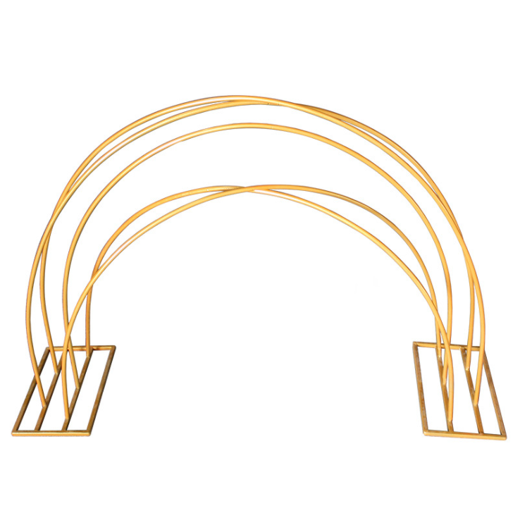 custom wedding metal arch with artificial flowers for stage background decor.
