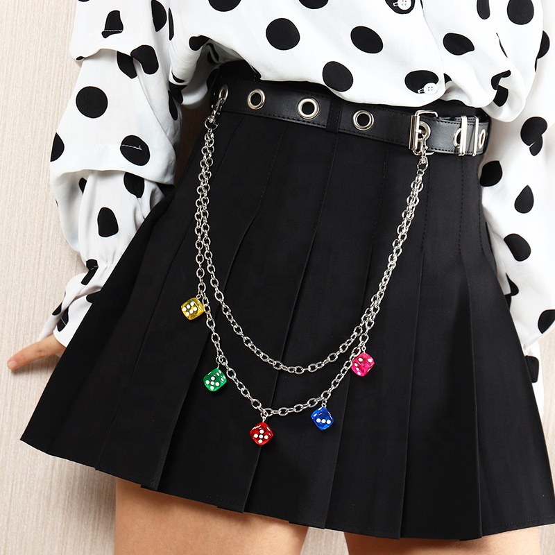Punk hip hop metal pants chain personality simple mixed color resin pendant waist chain accessories
