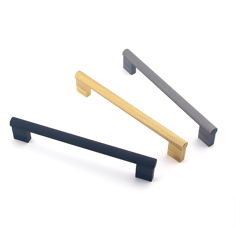 2021 new design Aluminum knurled cabinet door handle gold black