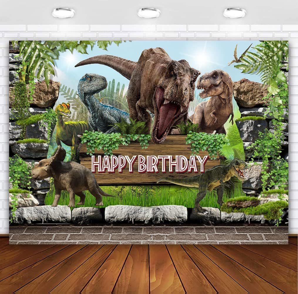 7x5ft Dinosaur Happy Birthday Backdrop Kids Boys Roar Dinosaur World Park Jungle Wild Dino Photography Background Party Banner