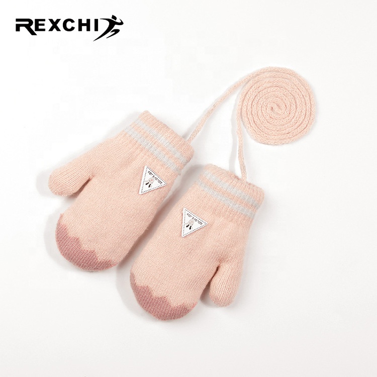 Дешевые модные детские однотонные варежки REXCHI DR47 для сенсорного экрана, вязаные зимние кашемировые теплые перчатки и варежки для студентов
