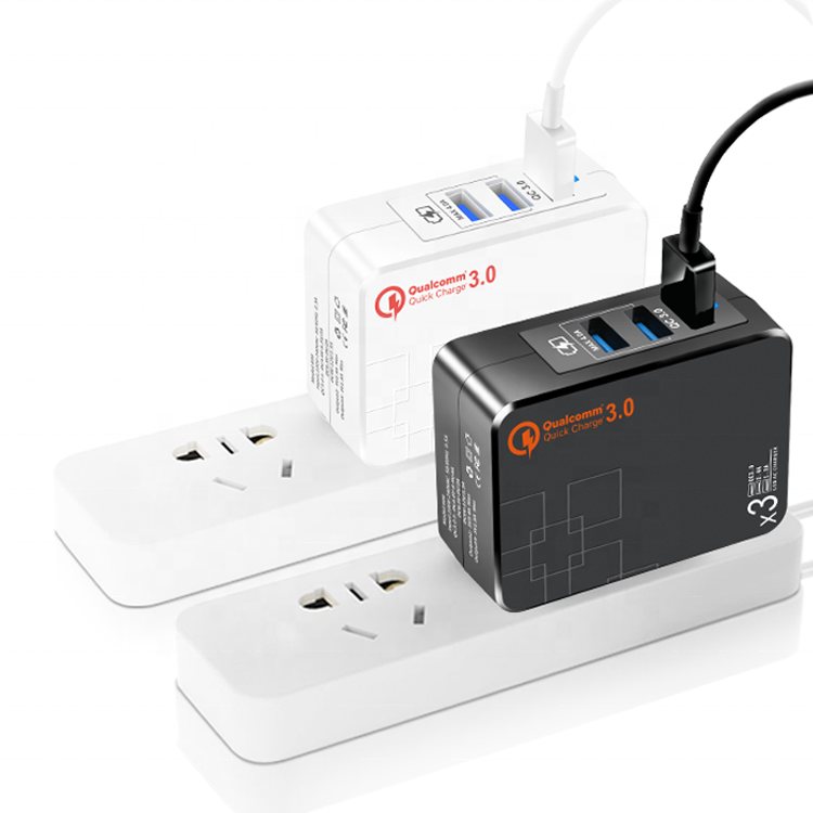 Прочный 3 USB настенное зарядное устройство 30 Вт QC3.0 мульти порт Сотовый телефон супер быстрая зарядка мобильного