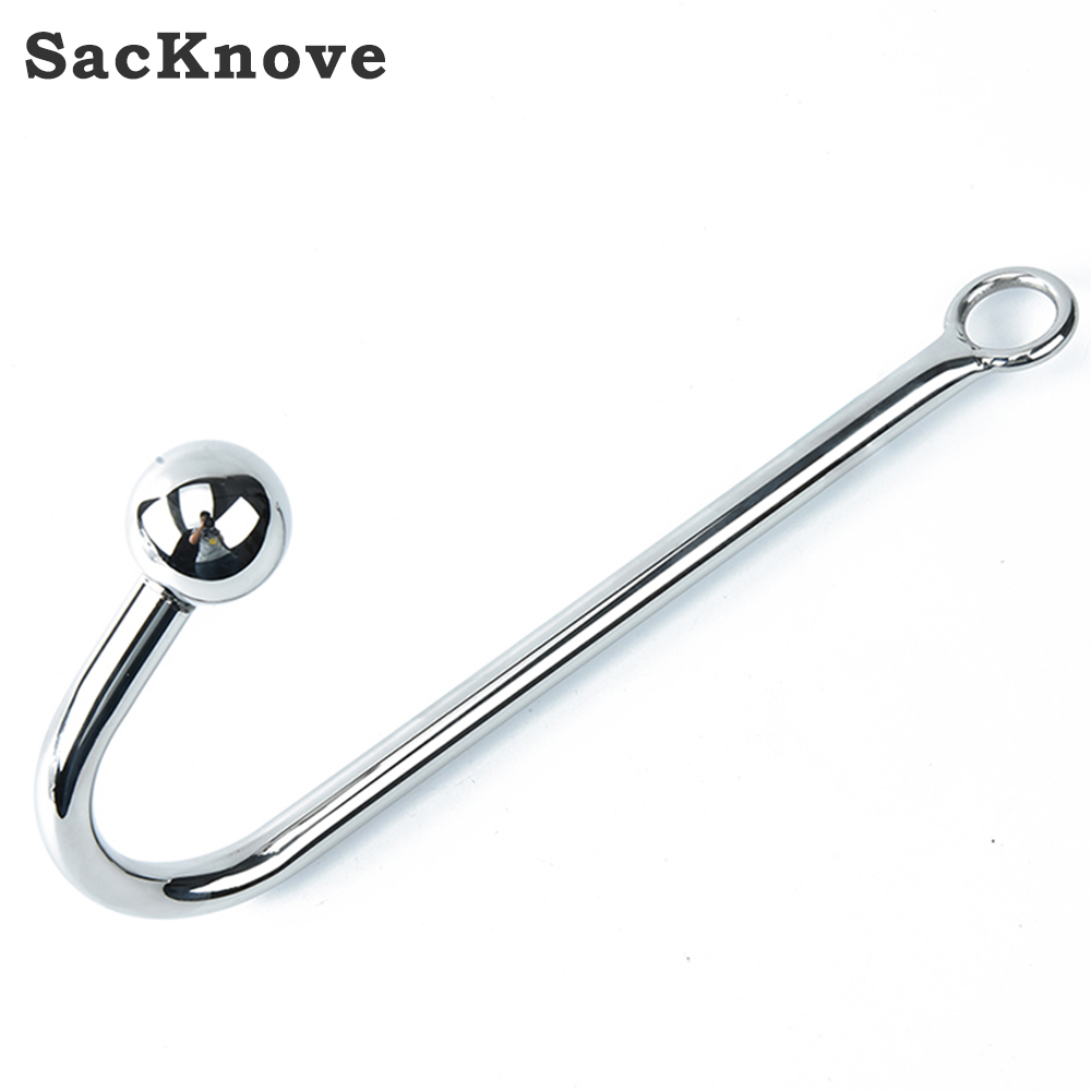 SacKnove Gay Men Women Adult Games Sex Toys Butt Plug Play Dilator Stainless Steel Double Side Anal Hook With Ball