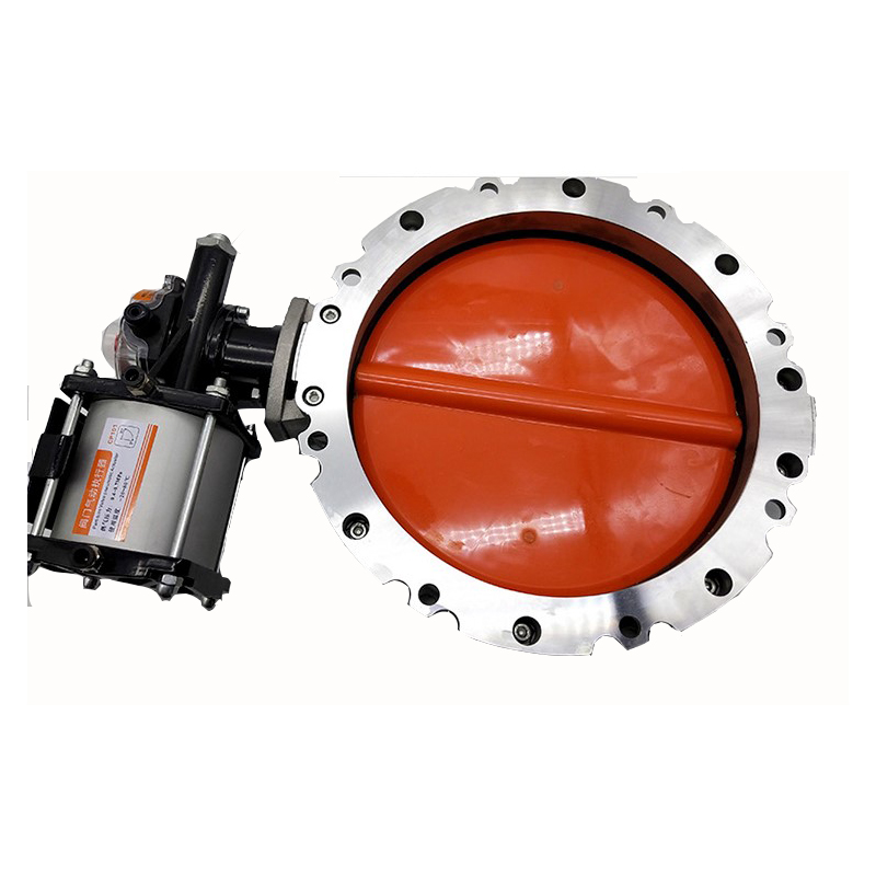 Large aluminum alloy pneumatic dust butterfly valve 600 mm specification double flange butterfly valve