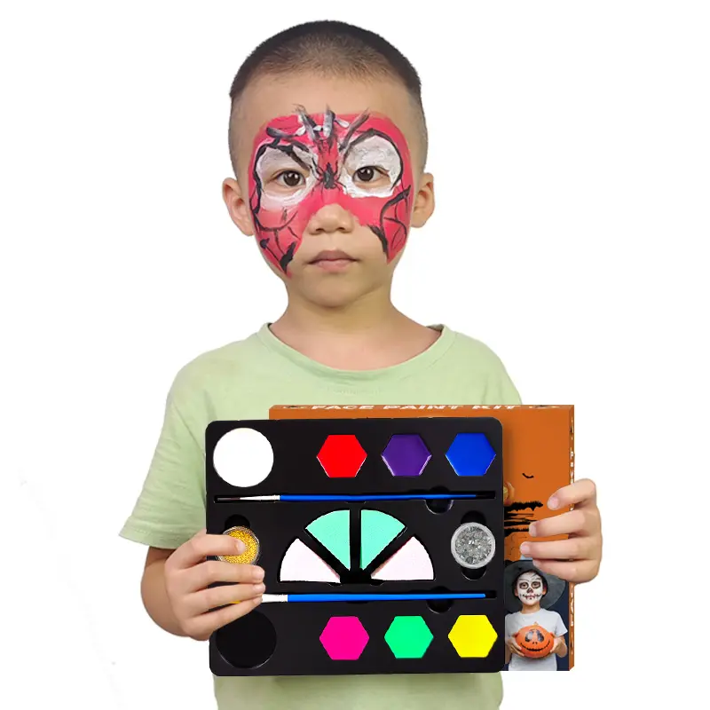 KHY Neon Rainbow Water Based Kid Makeup Facial For Children Halloween Body Face Paint Set Face Paint Palette