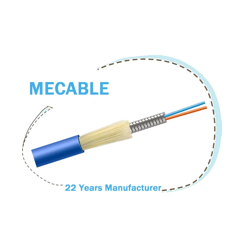 Fiber optic cable factory supply GJSFJV Indoor 2 core Armored Optical fiber cable for distribution By 22 years factory Mecable