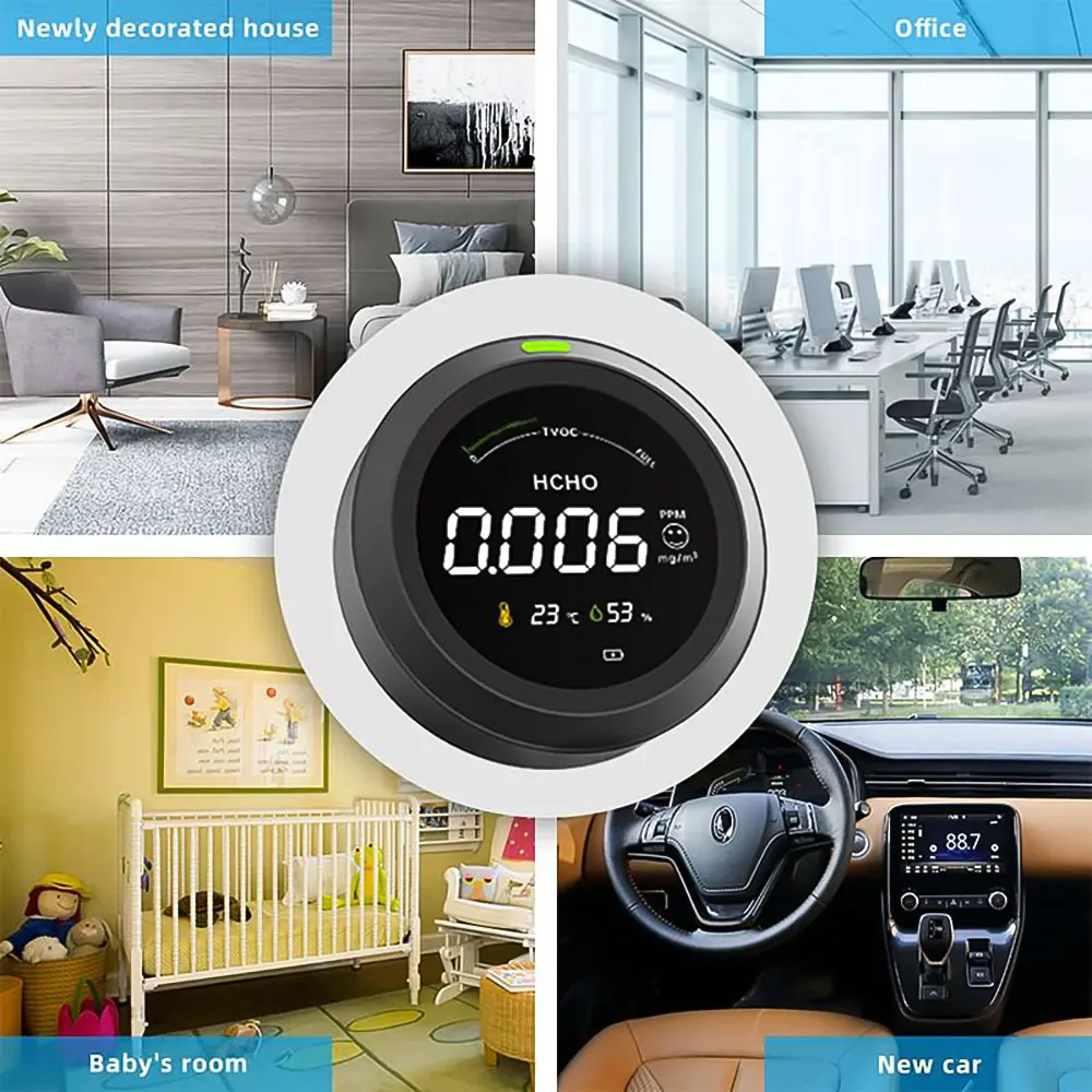 LED Display Air Quality Detector Smart Indoor Temperature Humidity Formaldehyde Monitor