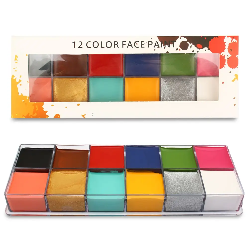 12 Flash Colors case Halloween Party Fancy Dress Tattoo Oil Painting Art Beauty Face Body Paint