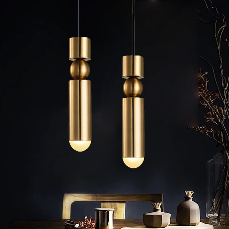 Modern Minimalist Mini Cylinder Suspension Lamp, Single Light Pendant Light