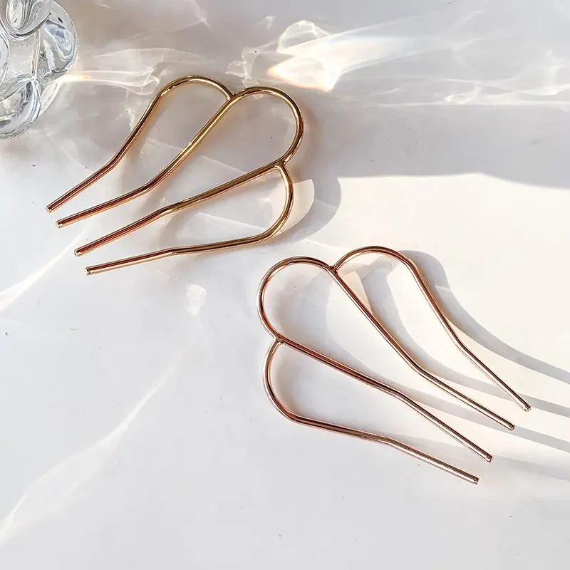 9.5 Hairpin Metal Alloy 4 Prong Hair Styling Tool Accessories Bun Hair Pick Side Comb Pins Clips Grips Hair Fork For Women Girls
