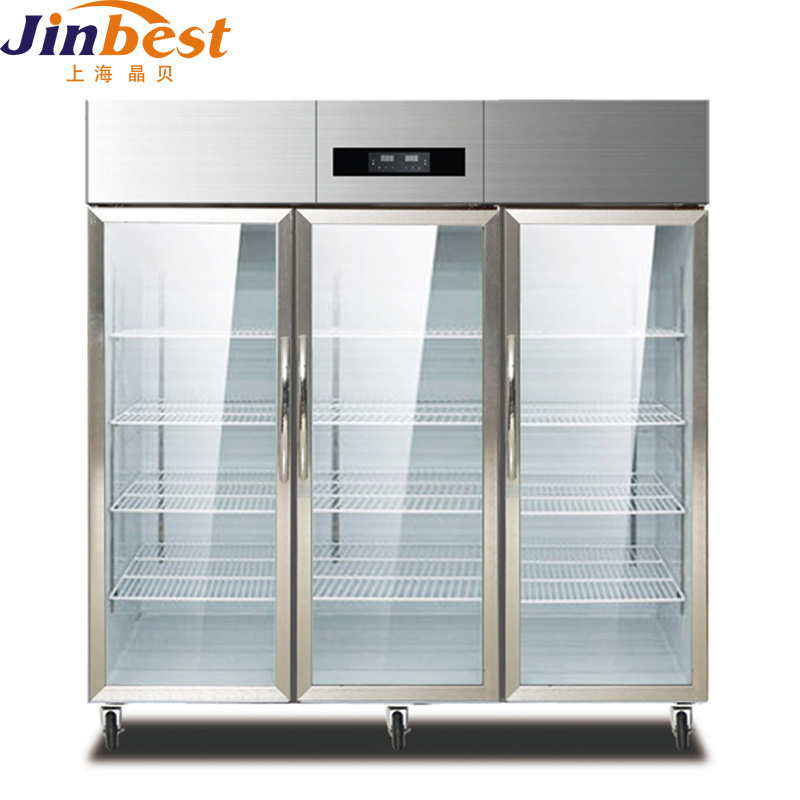 Commercial refrigerator equipment beverage display 3 glass door supermarket fridge freezer