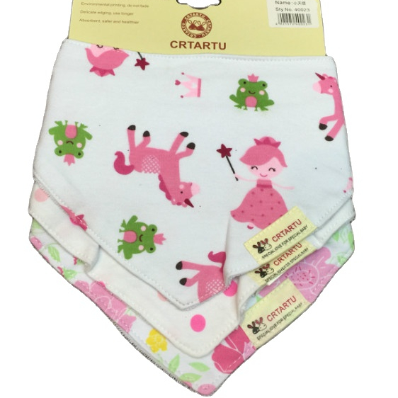 Hot Sale Baby Products Cotton Triangular Towel Print Bib Newborn Handkerchi Towels