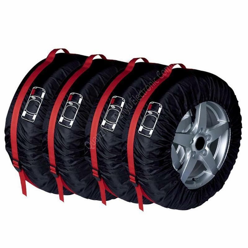 4Pcs/set Spare Tire Cover Case Polyester Car Tyre Storage Bag Automobile Tyre Accessories Auto Vehicle Wheel Protector