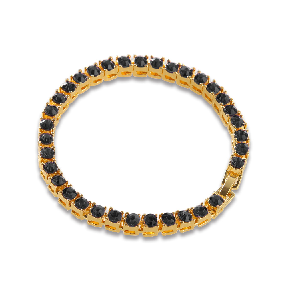 2021 new coming high quality hip hop style single alloy shiny jewelry 18k gold plating colorful rhinestone men Tennis Bracelet