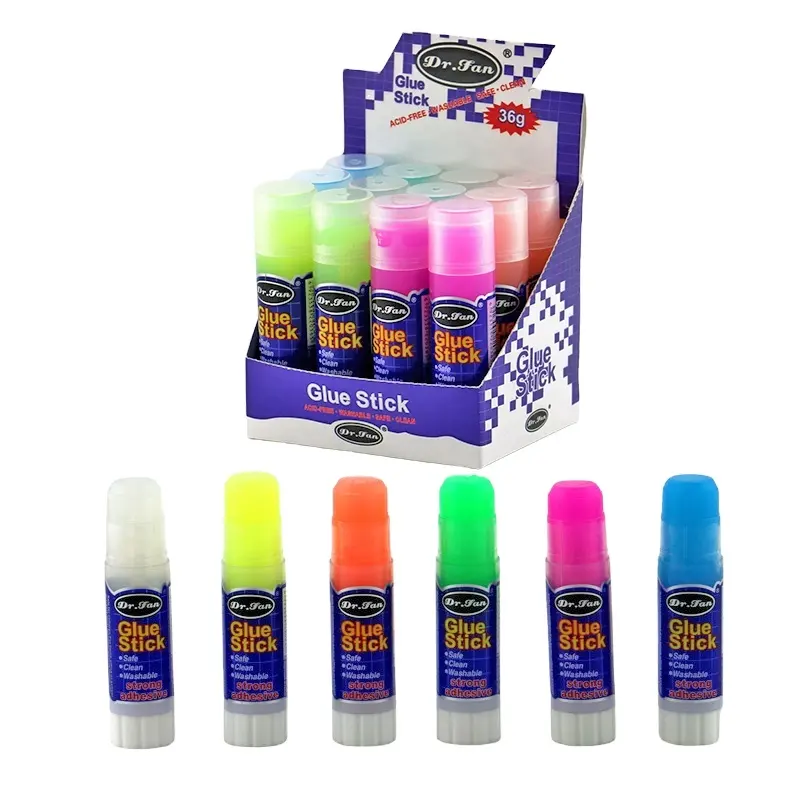 Dr.Fan Factory Glue Stick Supply 36g Transparent colorful bonds paper kids diy office school handmade assistant stong adhesive