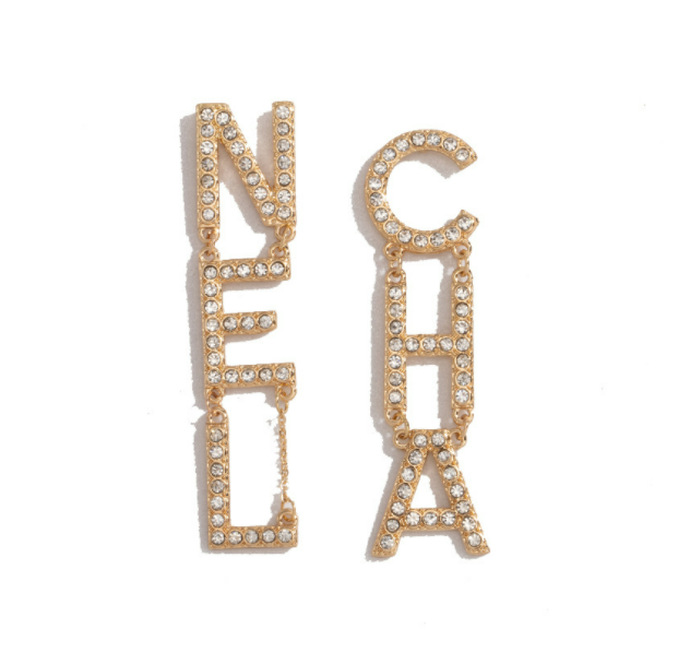 Wholesale Customizable Alloy Letter Pattern Fashion Long Elegant Bar Earrings For Women