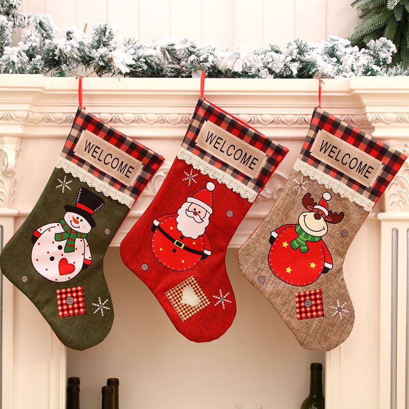 Christmas Stocking Decorations Supply Christmas Stocking Ornaments Kids Xmas Decoration Eve Gift Bag