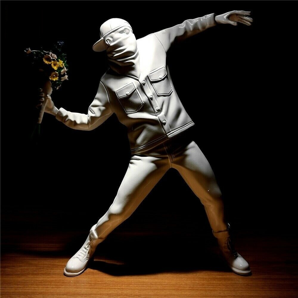 Banksy Resin Molds White Flower Bomber Figurine Sculpture Art Crafts Gift