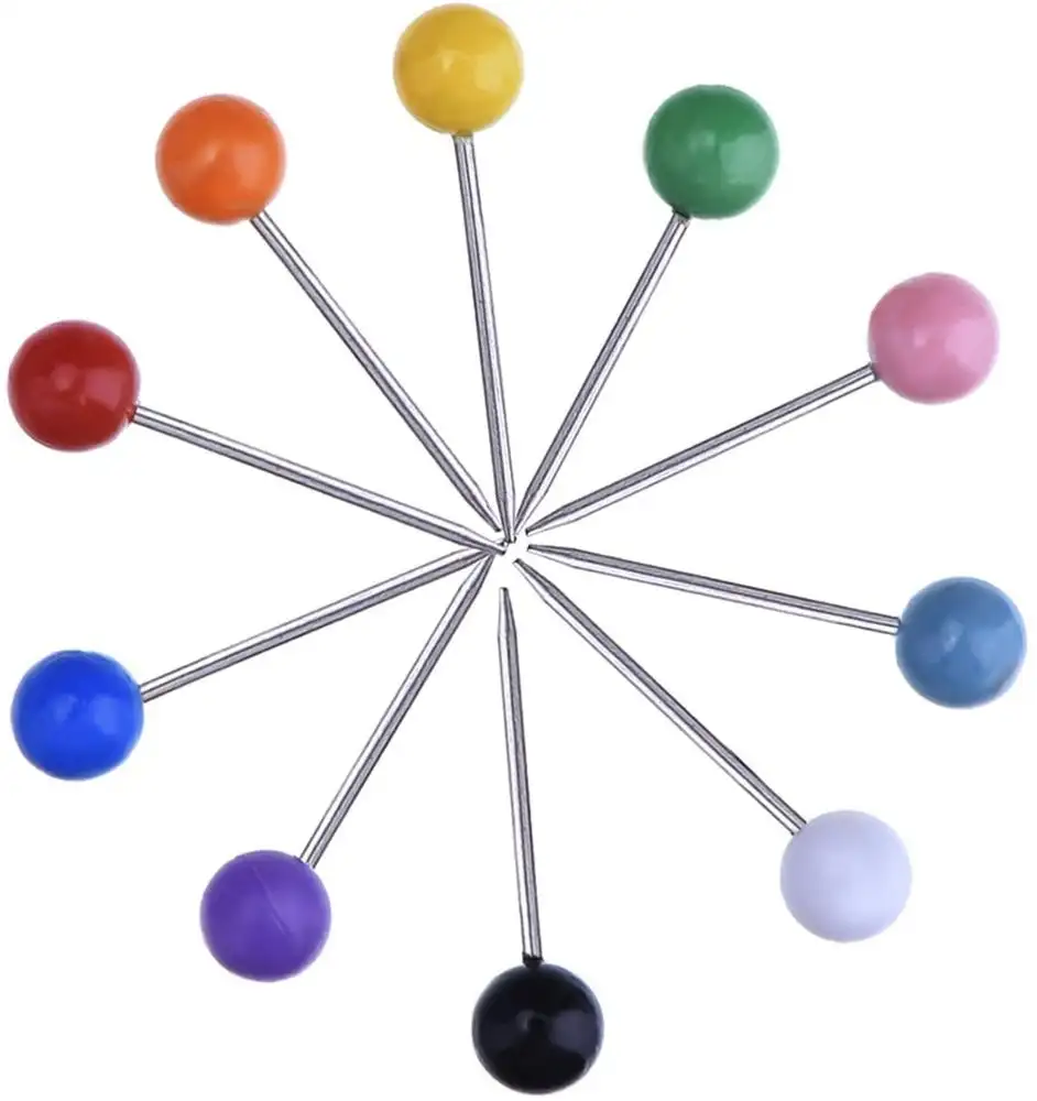 Round Head Map Push Pins Plastic Sphere Head with Stainless Steel Point Decorative Tacks Assorted Colors