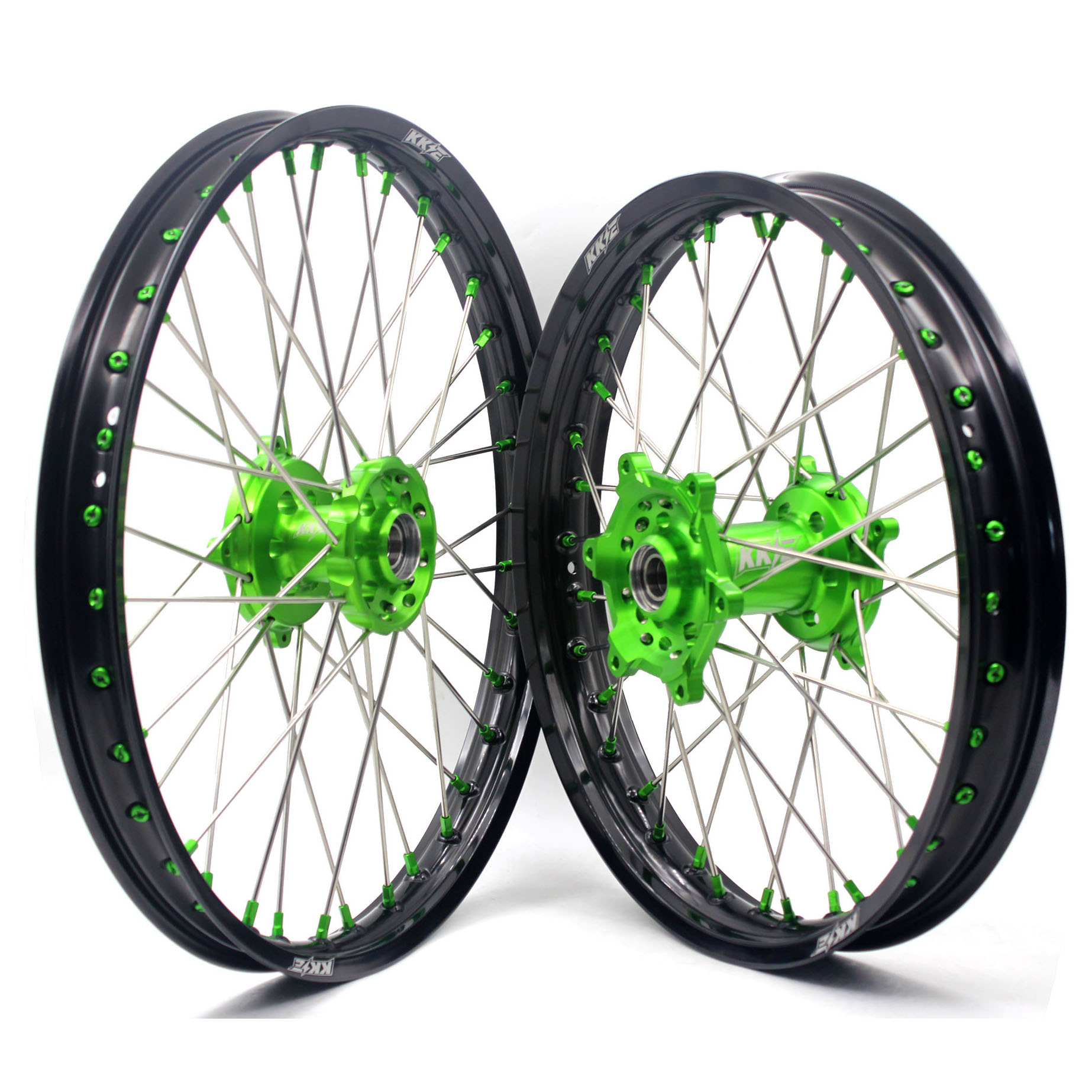 KKE 21/19 или 21/18 комплект колесных дисков для мотоцикла Supermotard, совместимых с KAWASAKI KX250F KX450F KX125/250, зеленый концентратор/мята