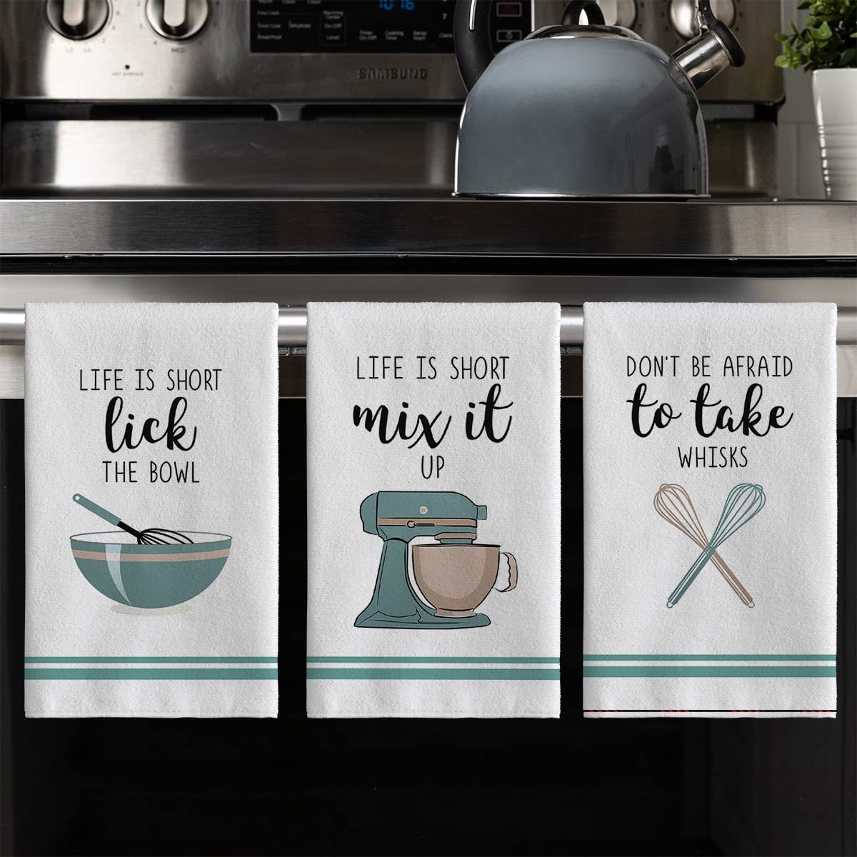 Funny Kitchen Coffee Tea Towel Daily Use Ultra Absorbent Drying Cloth Hand Microfiber Towels for Cooking Baking Set of 4