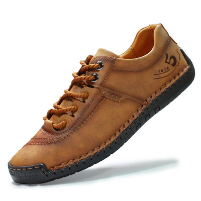 UMYOGO Lightweight Mens Casual Shoes Genuine Leather Mid top Slip On Walking Cowhide Driving Boots