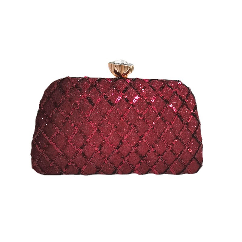 Fashion Women Clutch Purse Reflective Laser Lattice Rhinestone Purse One-Shoulder Chain Prom Evening Bags