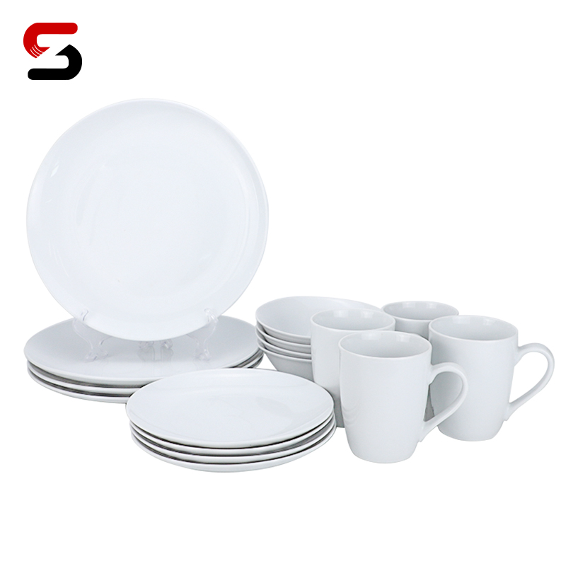Porcelain 16-Piece Kitchen Dinnerware Set,Hotel Restaurant Banquet White Dinner set