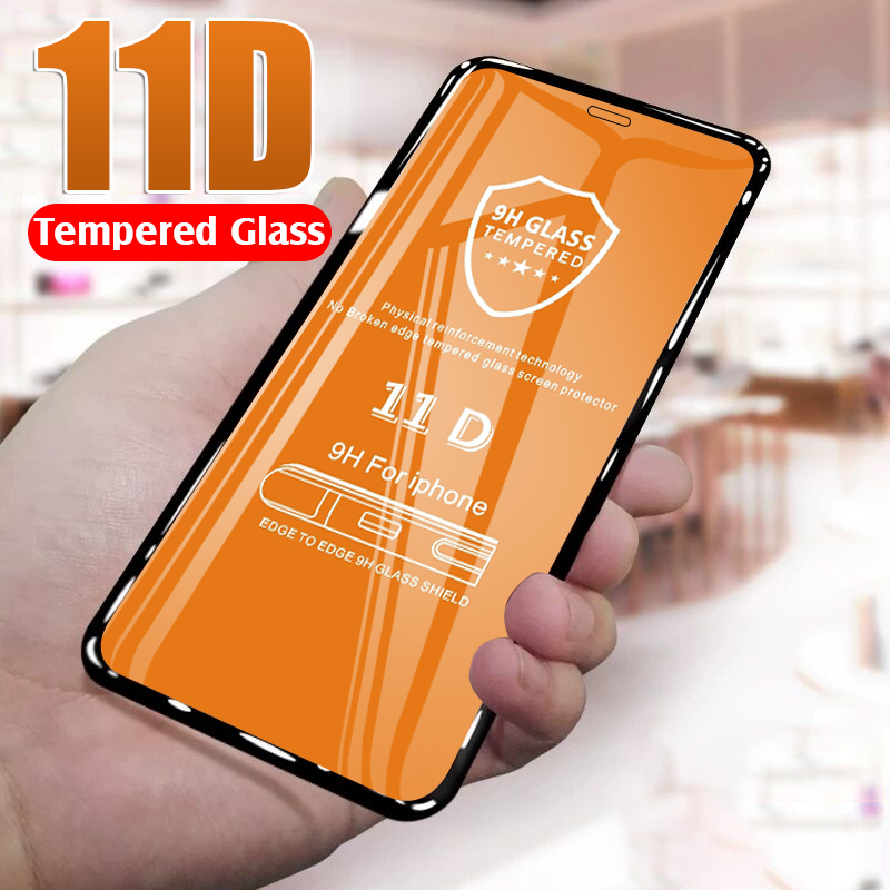Защитное стекло 11D с изогнутыми краями и полным покрытием, стекло для iPhone 11 Pro Max, iPhone X, XR, XS Max, 6, 6s, 7, 8 Plus, защитная стеклянная пленка