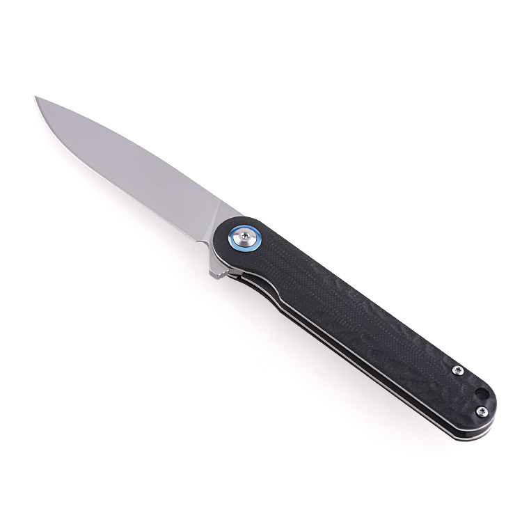 Shieldon D2 Blade Black G10 Handle Ceramic Ball Bearing System Hunting Survival Camping Pocket Knife