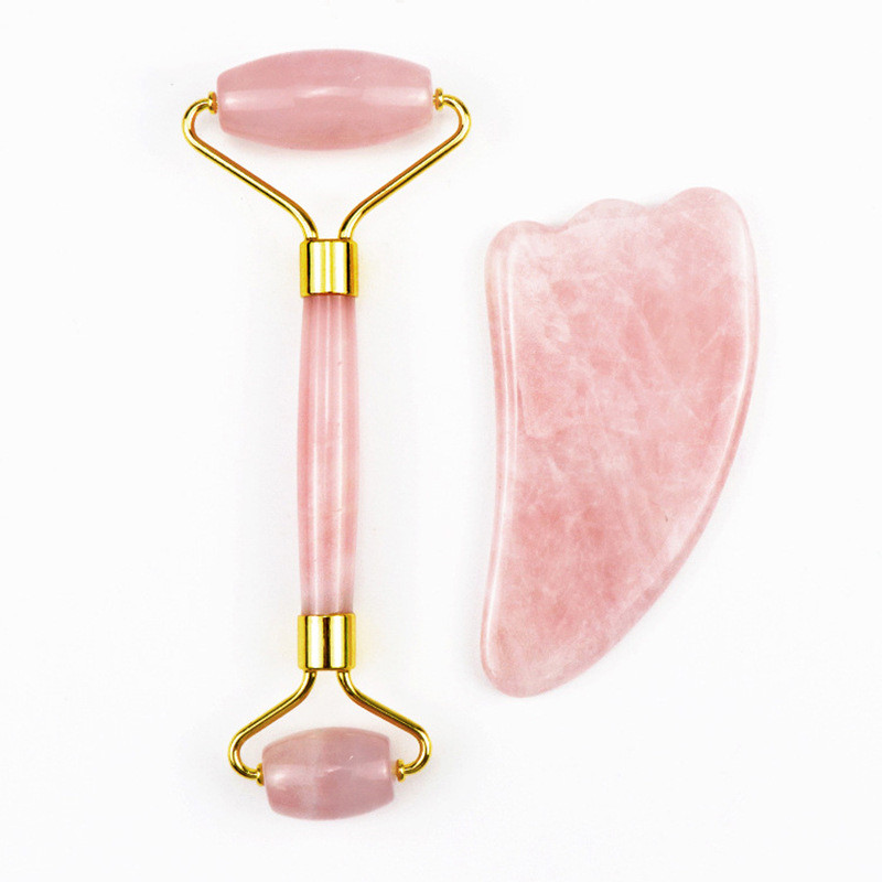 Производитель частных этикеток Gua Sha, инструмент для соскабливания, розовый нефритовый ролик для массажа лица, Нефритовый ролик