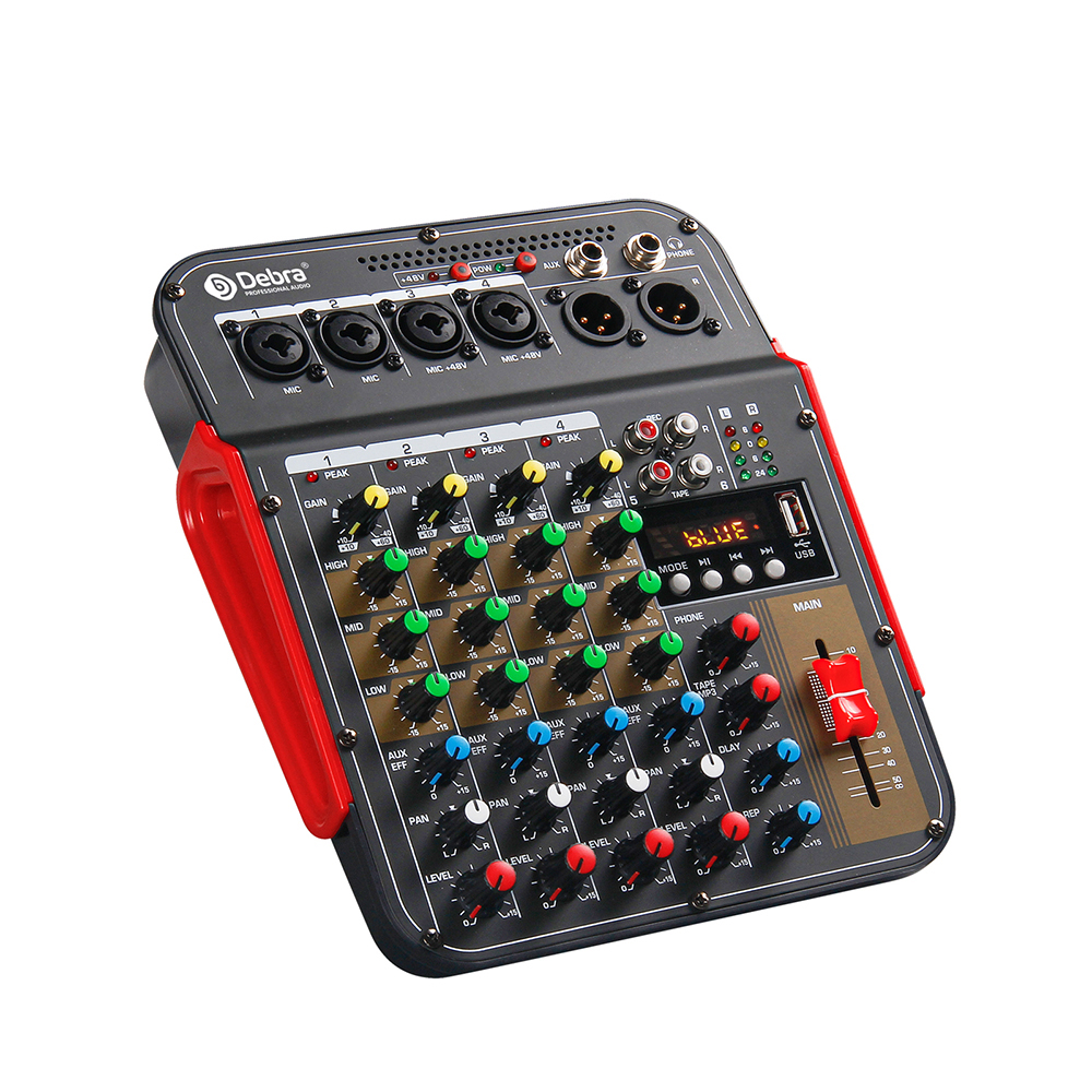 DJ Mixing Console Reverb Effect Home Karaoke USB Live Interface Mixer DM4 Professional Mixer 4Channel Blueteeth Mixer