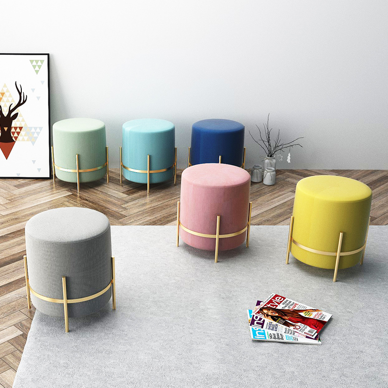 Ottoman Bench modern Style velvet home bar stool Living room foot stool