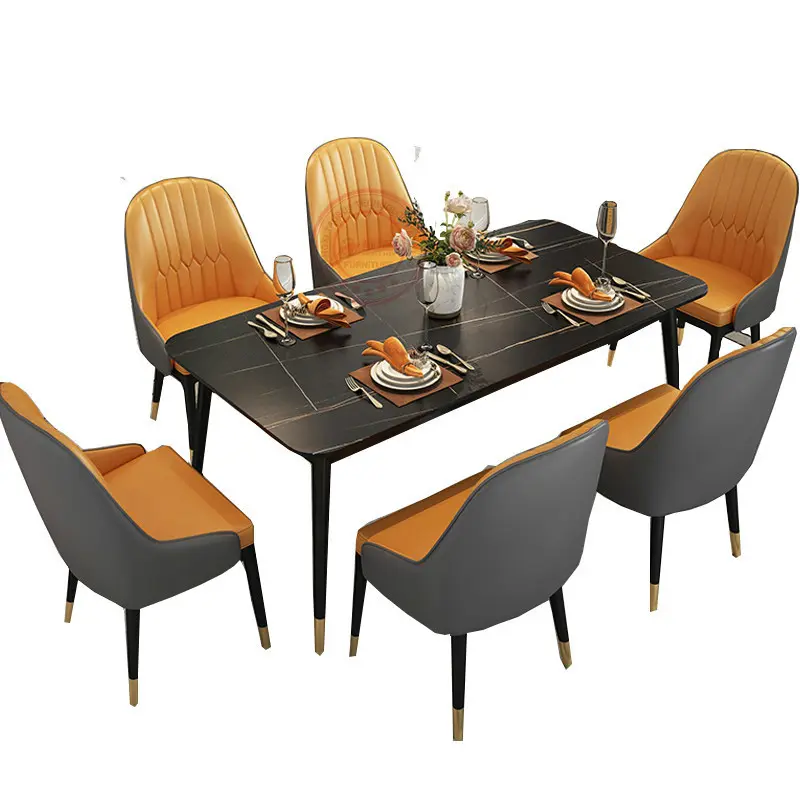 modern light luxury rock board rectangular dining tables chairs set dining room sets