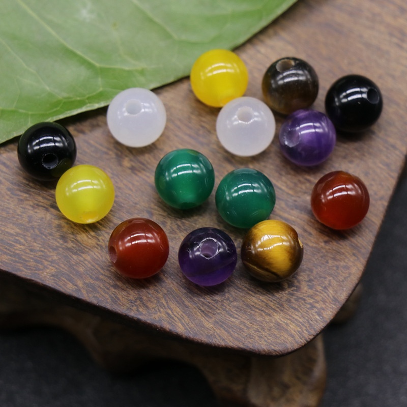 Crystal Agate Tiger Eye 8mm Round Bead Big Hole Bead DIY Accessories