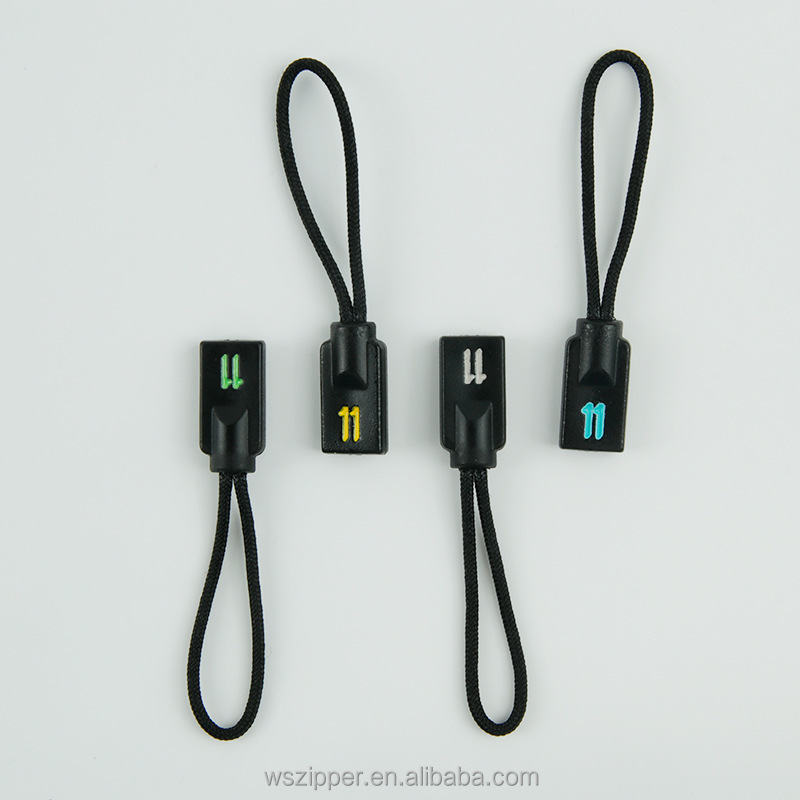 Resin zipper head rope for sportswear Digital pull head zipper rope Bag zipper tail PVC Environmental protection rope in stock
