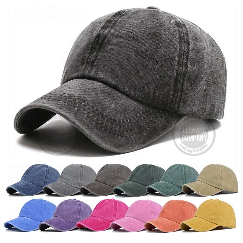 Washed Vintage Distressed Adjustable Kids Denim Plain Cotton Kid Baseball Dad Jeans Caps Children Hats