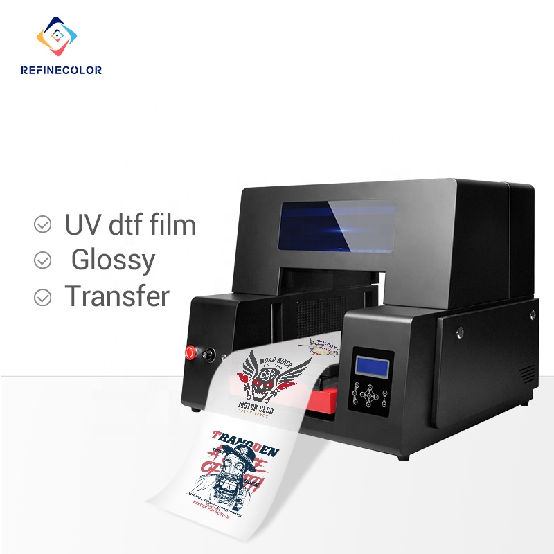 Refinecolor A3 УФ DTF принтер двойной DX9 CMYK белый глянцевый 6 цветов УФ-чернила вакуумная настольная ПЭТ пленка непорошковые нестандартные продукты