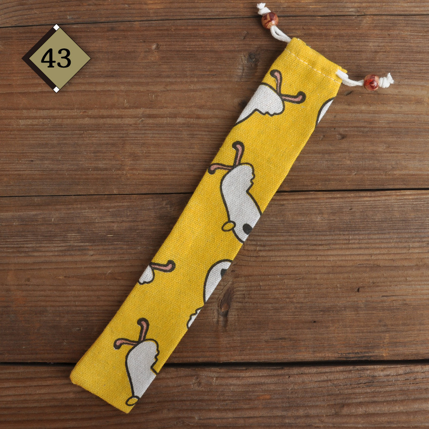 Custom Label Cute Cartoon Spoon And Fork Paper Pouch Fabric Chopsticks Ortable Tableware Bags For Cutlery