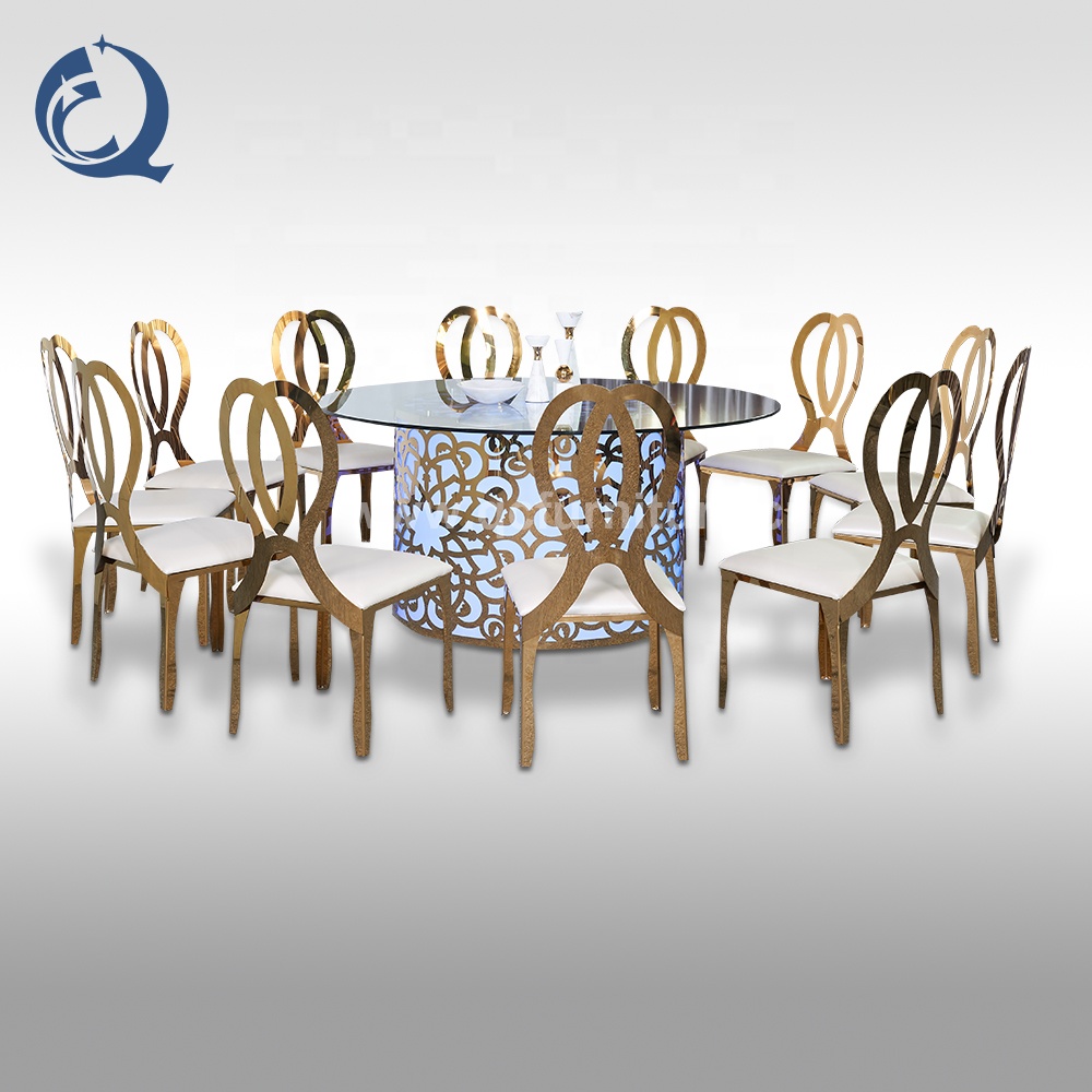 Wholesale banquet round dining table acrylic base led light up wedding dining table