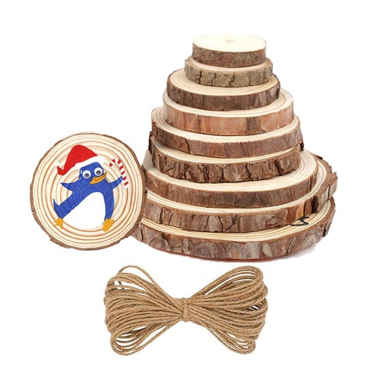 Unfinished Round Wooden Christmas Ornaments Craft Wooden Slices for DIY Project